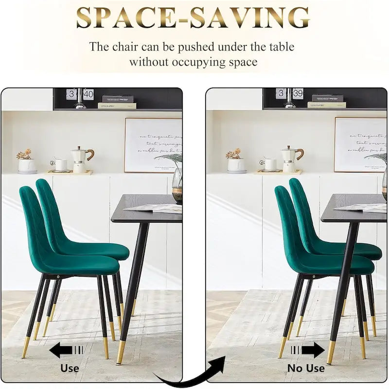 Chaises sans accoudoirs en velours capitonné (lot de 4)