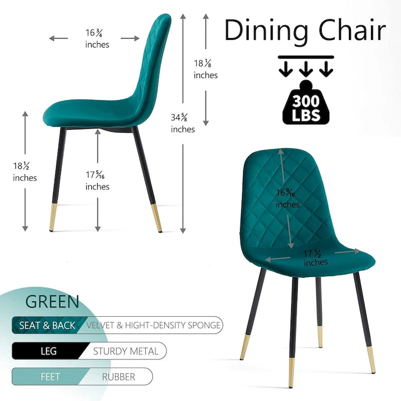 Chaises sans accoudoirs en velours capitonné (lot de 4)