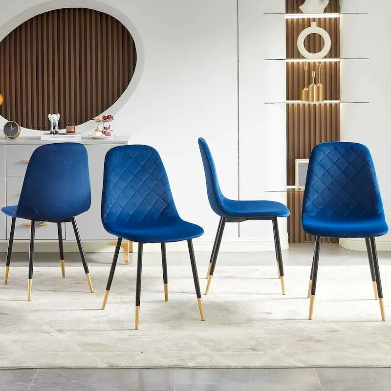 Chaises sans accoudoirs en velours capitonné (lot de 4)