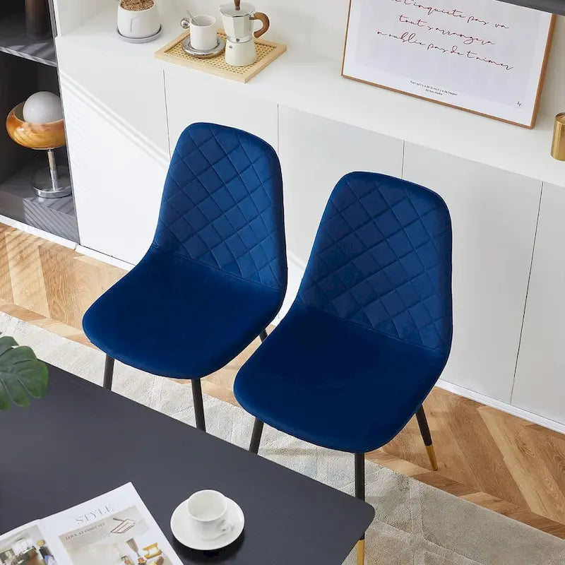 Chaises sans accoudoirs en velours capitonné (lot de 4)