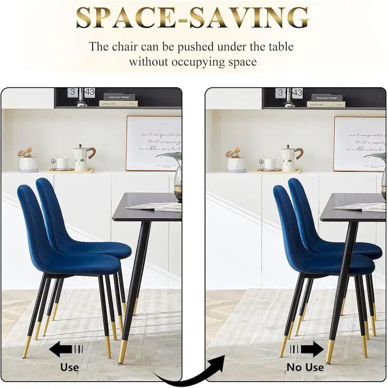 Chaises sans accoudoirs en velours capitonné (lot de 4)