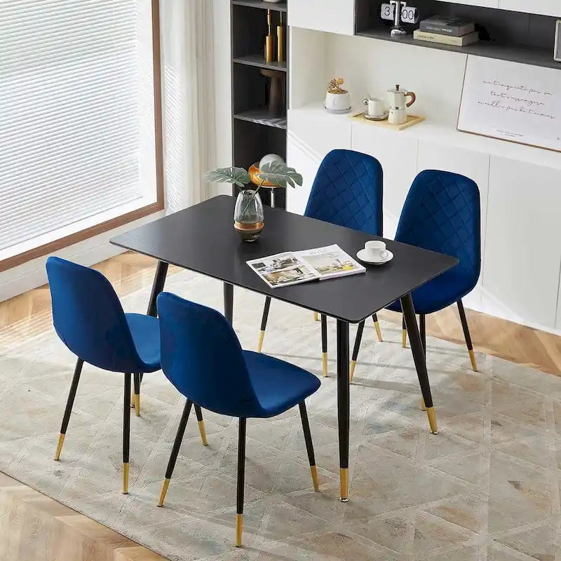 Chaises sans accoudoirs en velours capitonné (lot de 4)