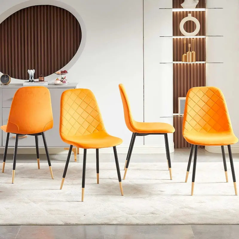 Chaises sans accoudoirs en velours capitonné (lot de 4)