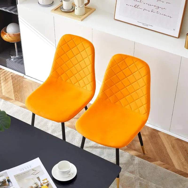Chaises sans accoudoirs en velours capitonné (lot de 4)