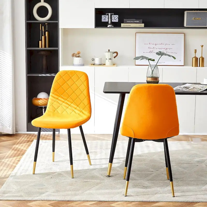 Chaises sans accoudoirs en velours capitonné (lot de 4)