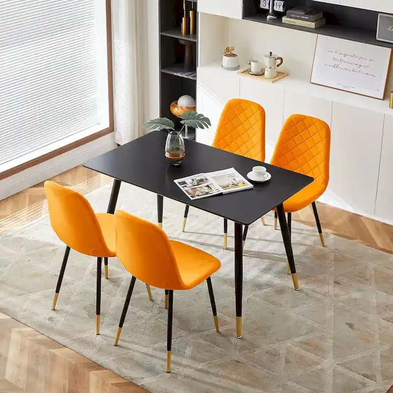 Chaises sans accoudoirs en velours capitonné (lot de 4)