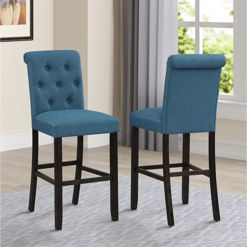 Tabourets de bar capitonnés en bois massif (lot de 2)