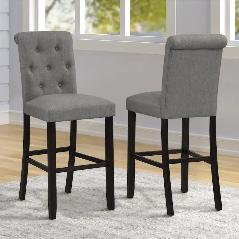 Tabourets de bar capitonnés en bois massif (lot de 2)