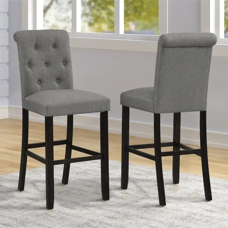Tabourets de bar capitonnés en bois massif (lot de 2)