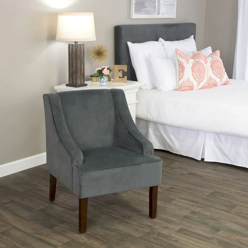 Fauteuil d'appoint en velours avec accoudoirs