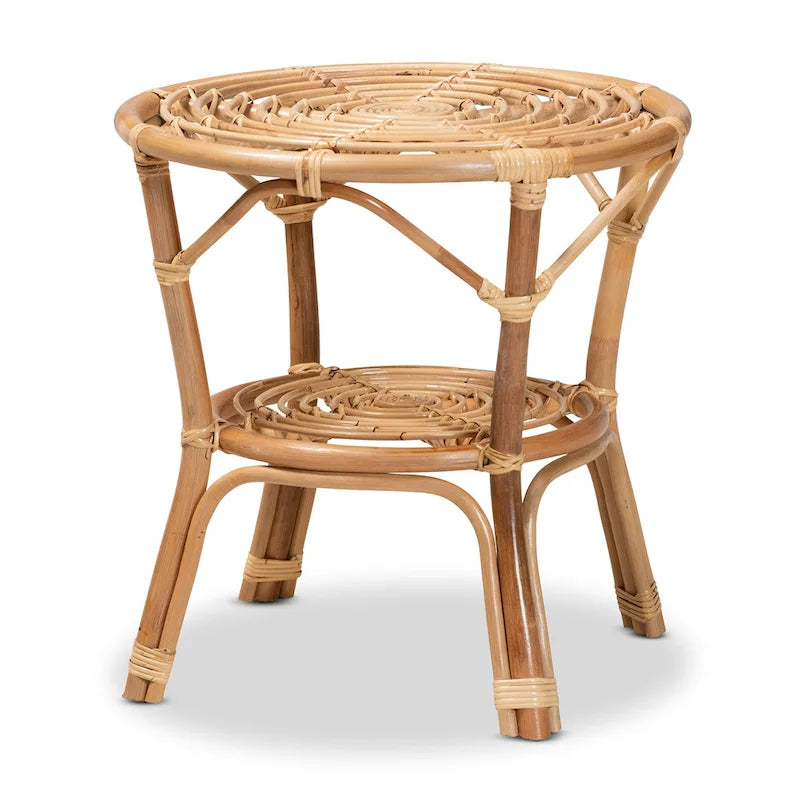 Table basse en rotin brun naturel, style bohème moderne