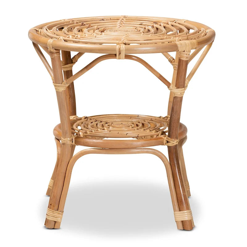 Table basse en rotin brun naturel, style bohème moderne