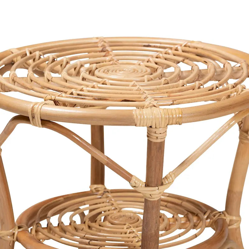 Table basse en rotin brun naturel, style bohème moderne