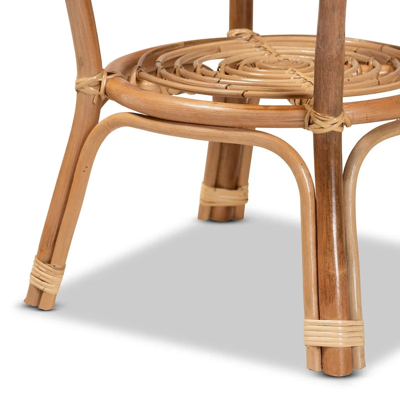 Table basse en rotin brun naturel, style bohème moderne