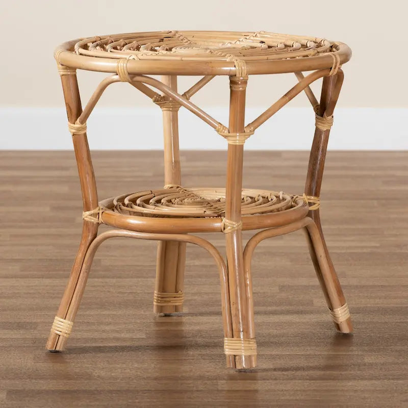 Table basse en rotin brun naturel, style bohème moderne