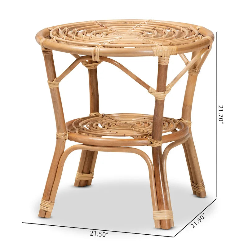 Table basse en rotin brun naturel, style bohème moderne
