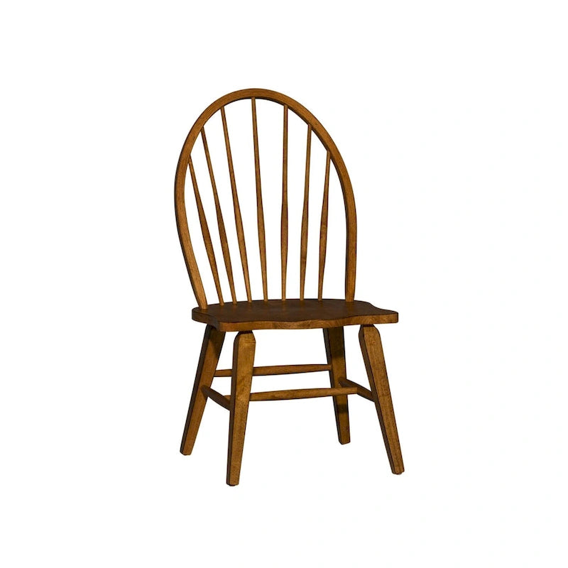 Chaises de salle à manger Windsor à dossier barre, couleur tabac (lot de 2)