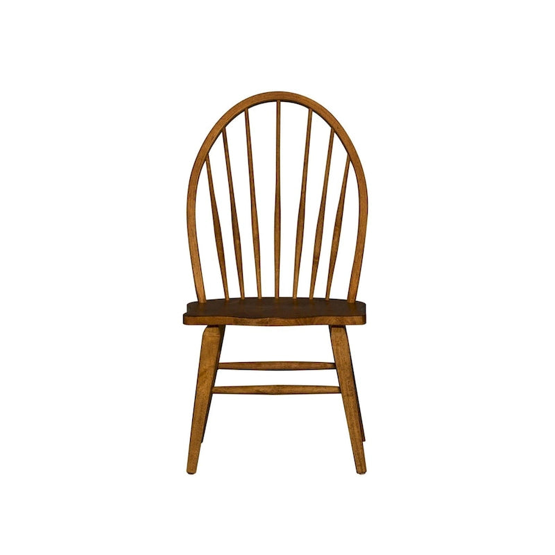 Chaises de salle à manger Windsor à dossier barre, couleur tabac (lot de 2)