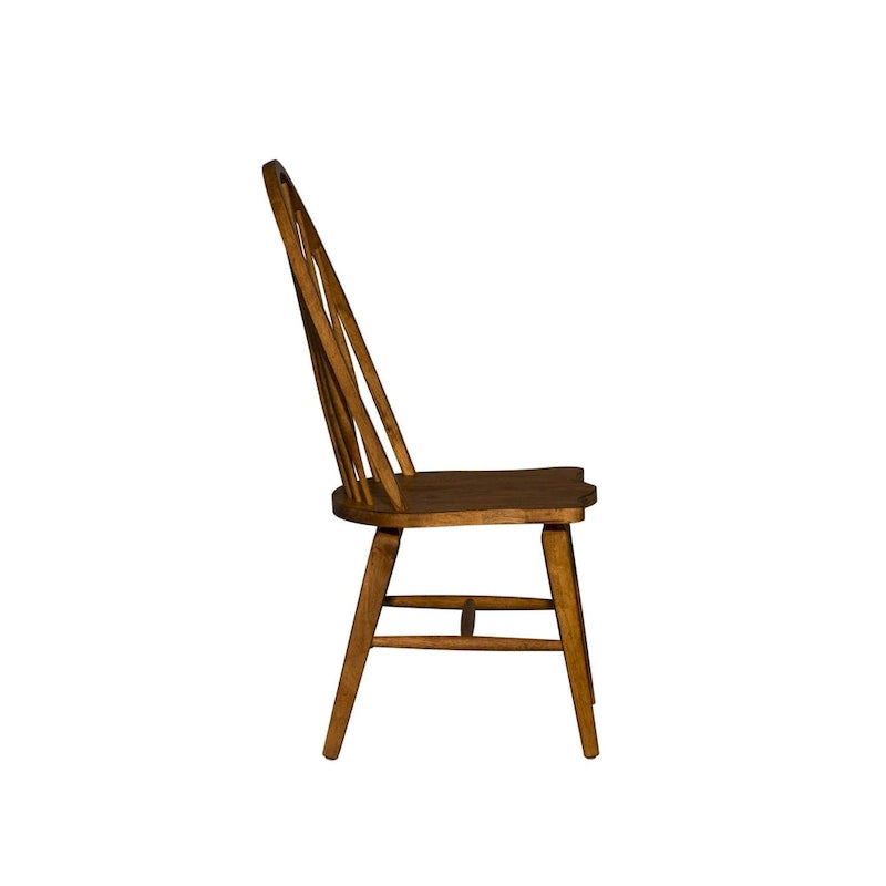 Chaises de salle à manger Windsor à dossier barre, couleur tabac (lot de 2)