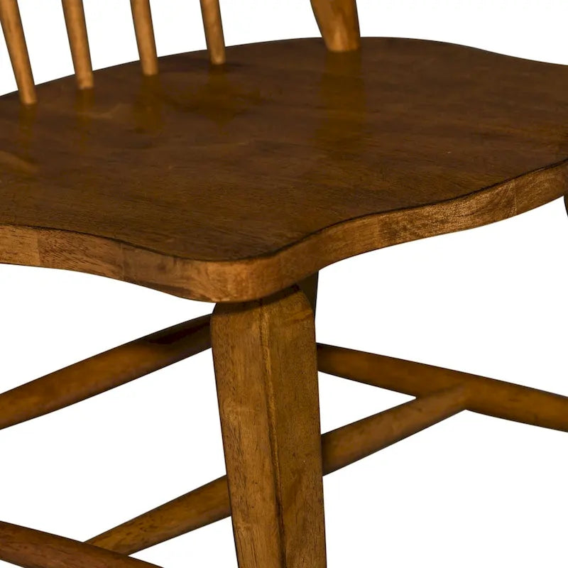Chaises de salle à manger Windsor à dossier barre, couleur tabac (lot de 2)