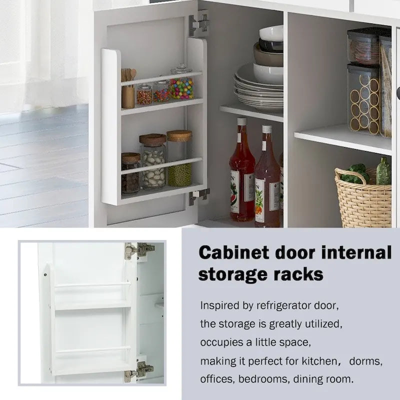 Îlot de cuisine sur 5 roulettes avec meuble de rangement et 3 tiroirs