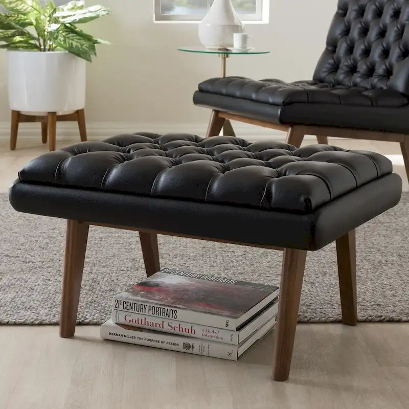 Pouffe rembourré de style milieu de siècle