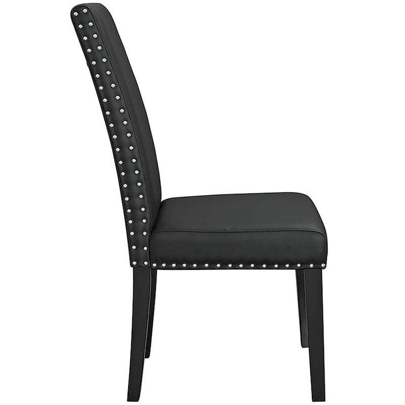 Chaise de salle à manger noire avec clous décoratifs