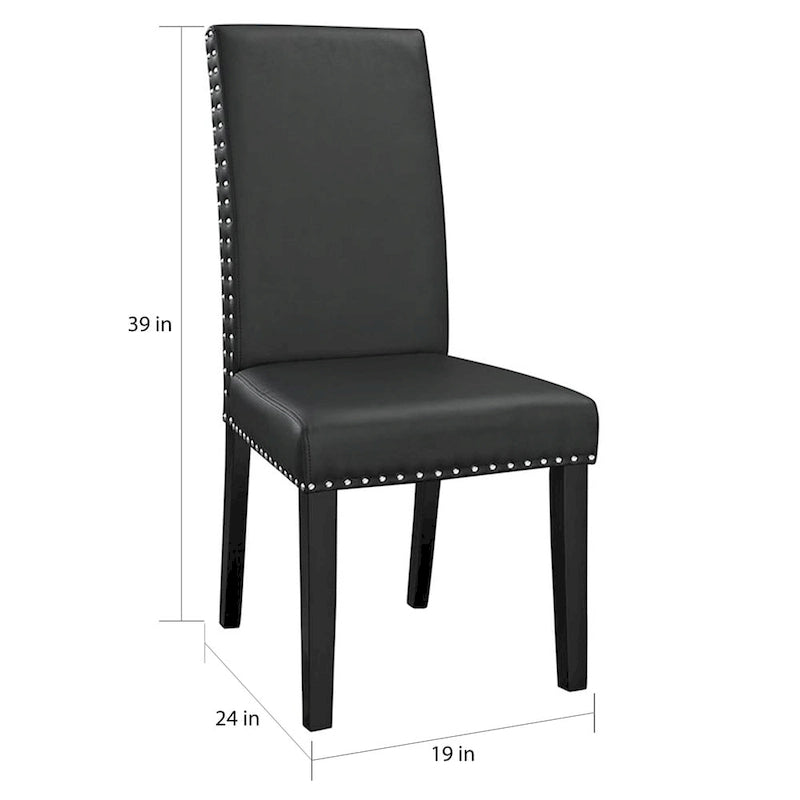 Chaise de salle à manger noire avec clous décoratifs