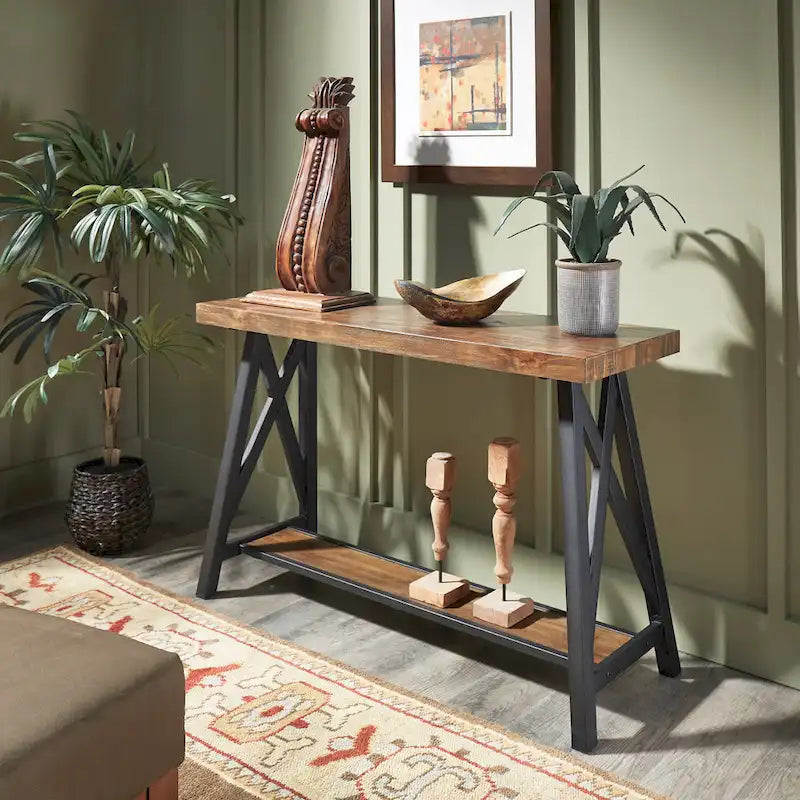 Canapé rustique et console d'entrée avec piètement en X
