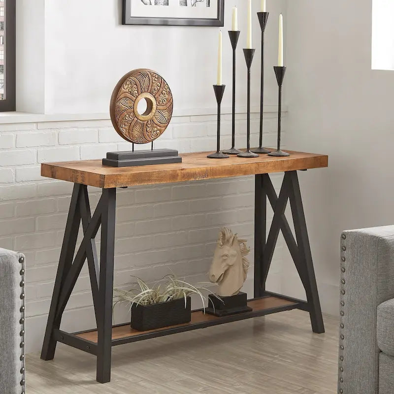 Canapé rustique et console d'entrée avec piètement en X
