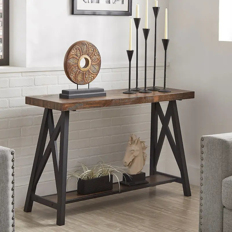 Canapé rustique et console d'entrée avec piètement en X