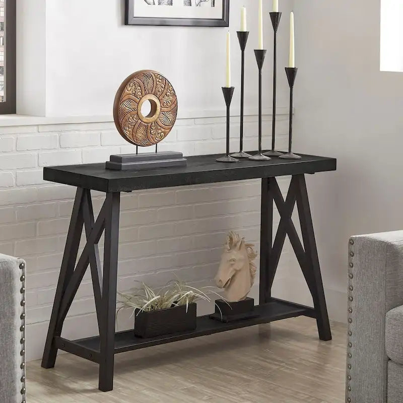 Canapé rustique et console d'entrée avec piètement en X