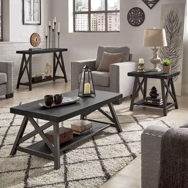 Canapé rustique et console d'entrée avec piètement en X