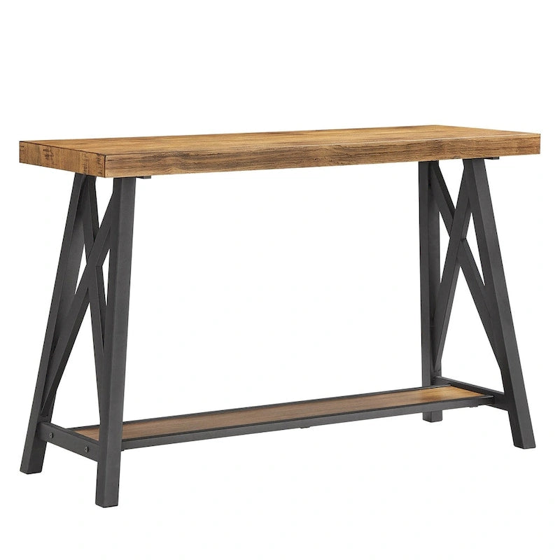 Canapé rustique et console d'entrée avec piètement en X