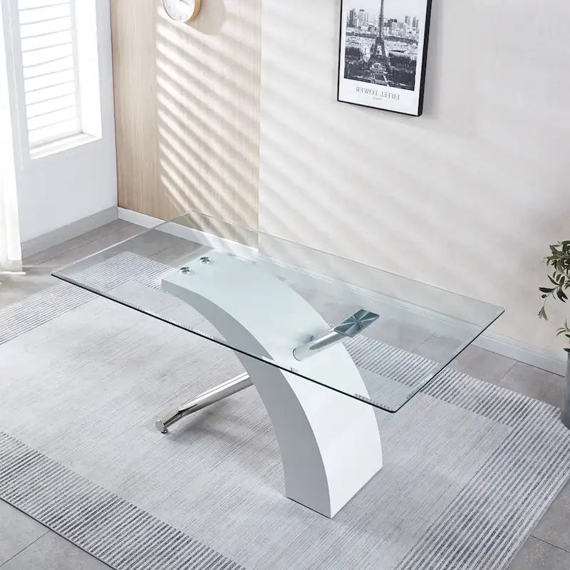 Table de salle à manger rectangulaire en verre