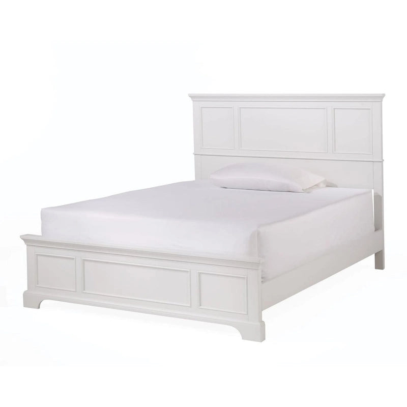 Lit double en bois massif blanc cassé