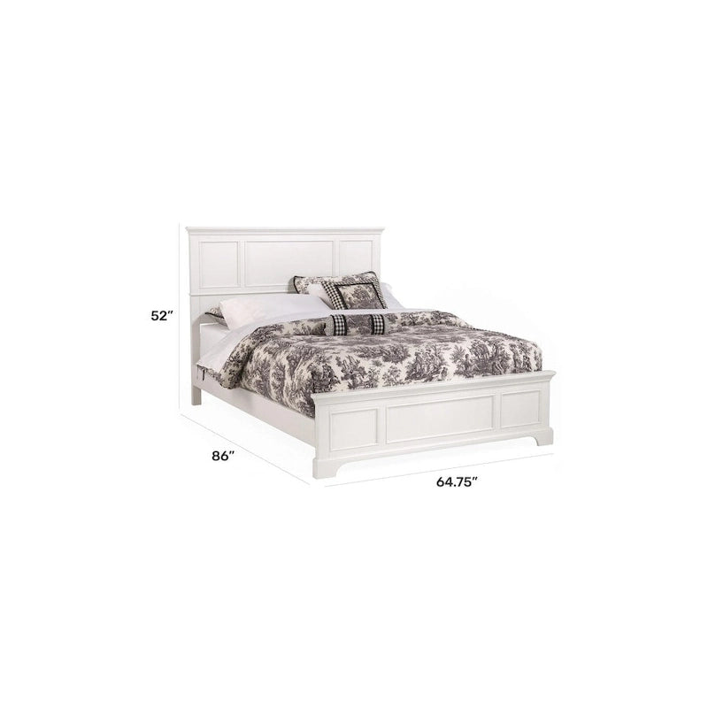Lit double en bois massif blanc cassé