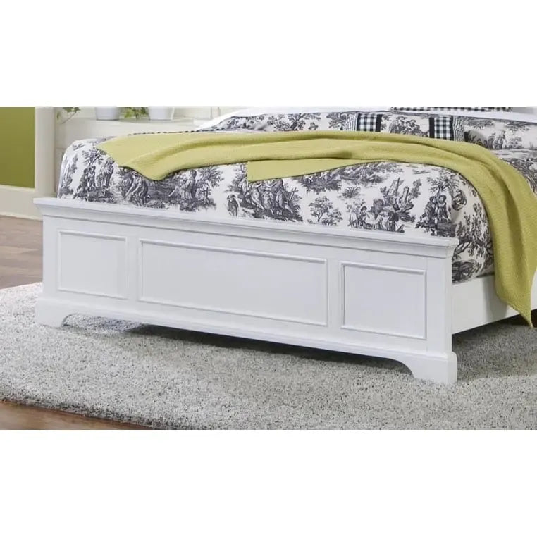 Lit double en bois massif blanc cassé