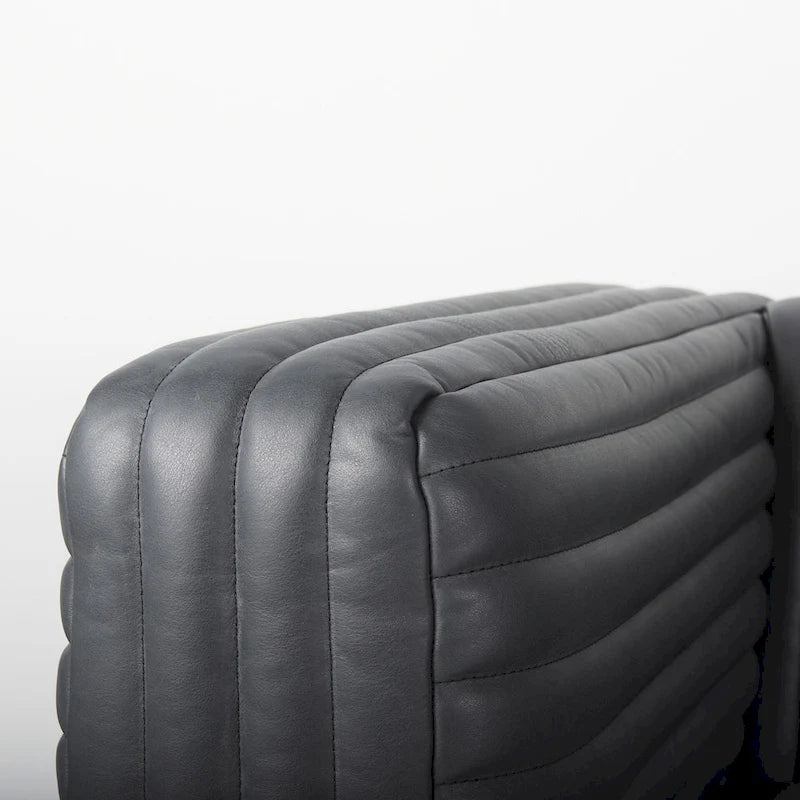 Canapé revêtu de cuir véritable couleur Cognac - 220L x 98l x 67H cm