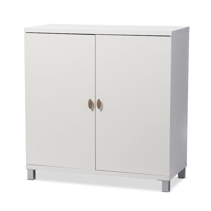 Buffet bahut de rangement contemporain en bois blanc