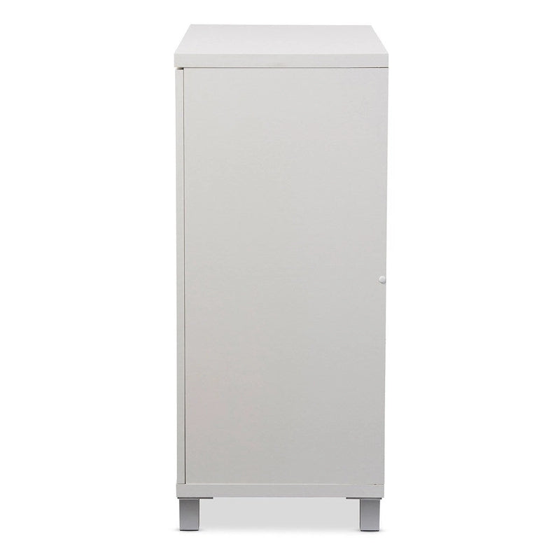 Buffet bahut de rangement contemporain en bois blanc