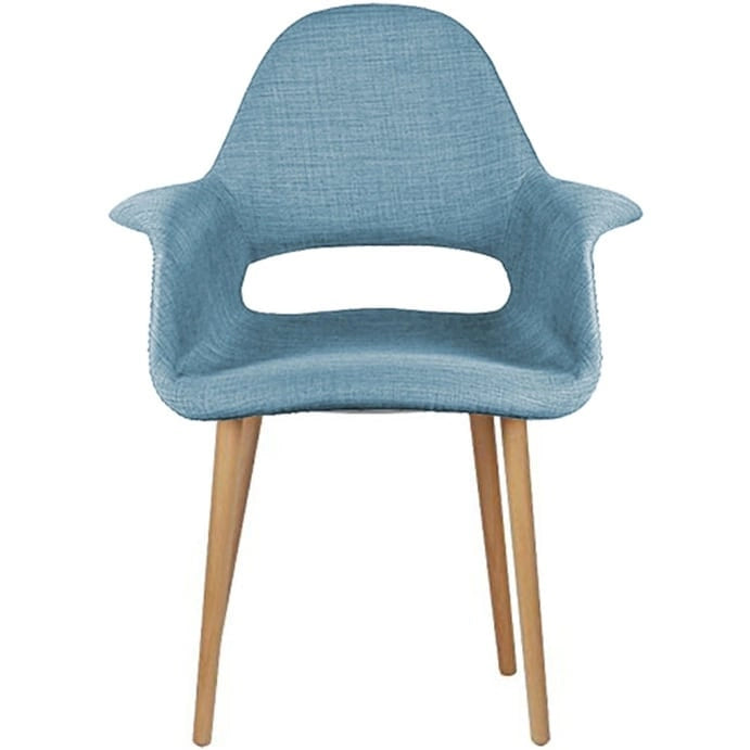 Fauteuil moderne en tissu rembourré biologique avec pieds en bois naturel pour salle à manger, bureau ou fauteuil d'appoint
