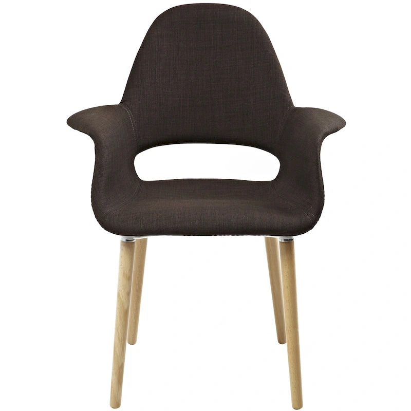 Fauteuil moderne en tissu rembourré biologique avec pieds en bois naturel pour salle à manger, bureau ou fauteuil d'appoint