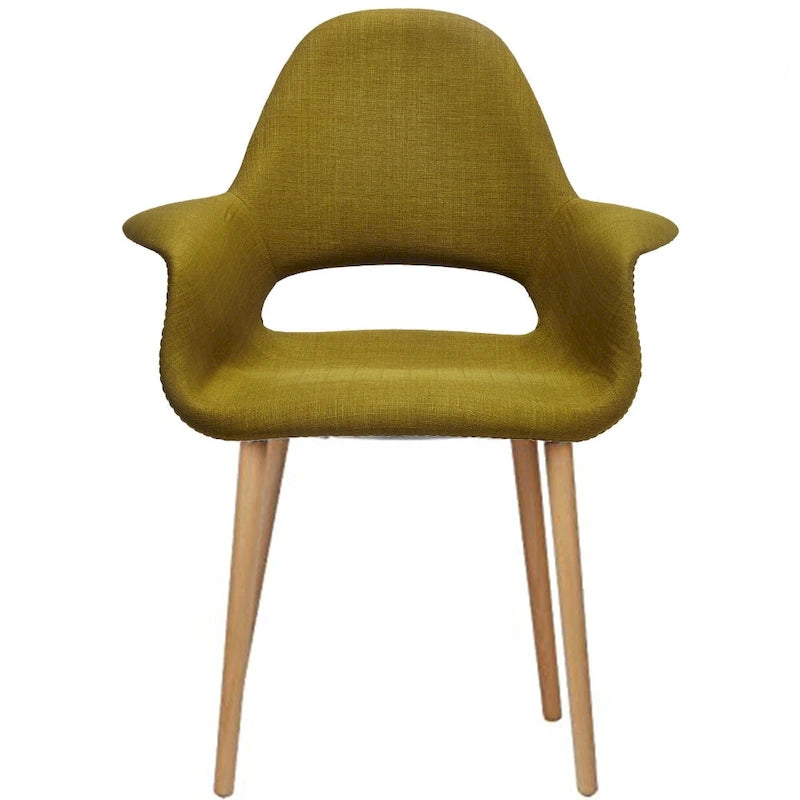 Fauteuil moderne en tissu rembourré biologique avec pieds en bois naturel pour salle à manger, bureau ou fauteuil d'appoint