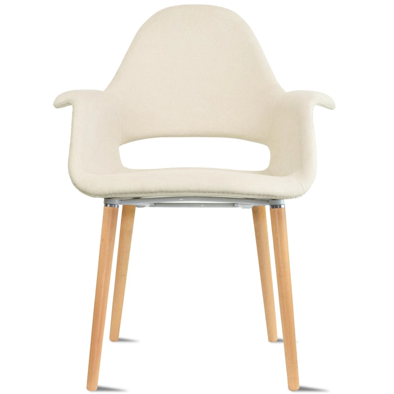 Fauteuil moderne en tissu rembourré biologique avec pieds en bois naturel pour salle à manger, bureau ou fauteuil d'appoint