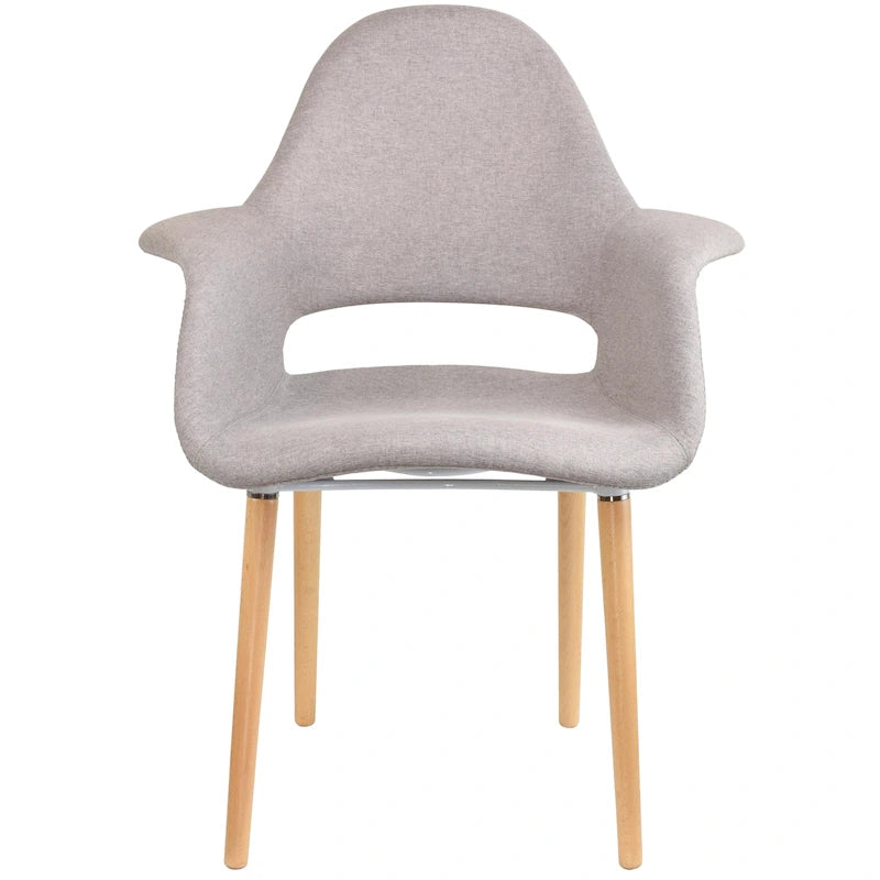 Fauteuil moderne en tissu rembourré biologique avec pieds en bois naturel pour salle à manger, bureau ou fauteuil d'appoint