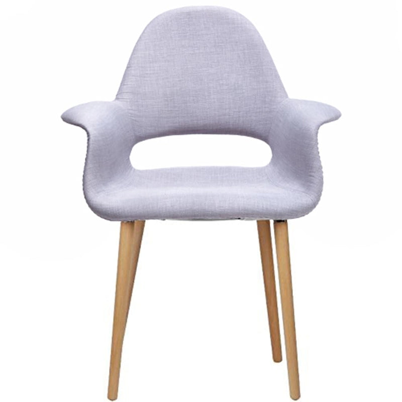 Fauteuil moderne en tissu rembourré biologique avec pieds en bois naturel pour salle à manger, bureau ou fauteuil d'appoint