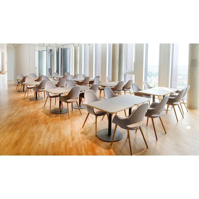 Fauteuil moderne en tissu rembourré biologique avec pieds en bois naturel pour salle à manger, bureau ou fauteuil d'appoint