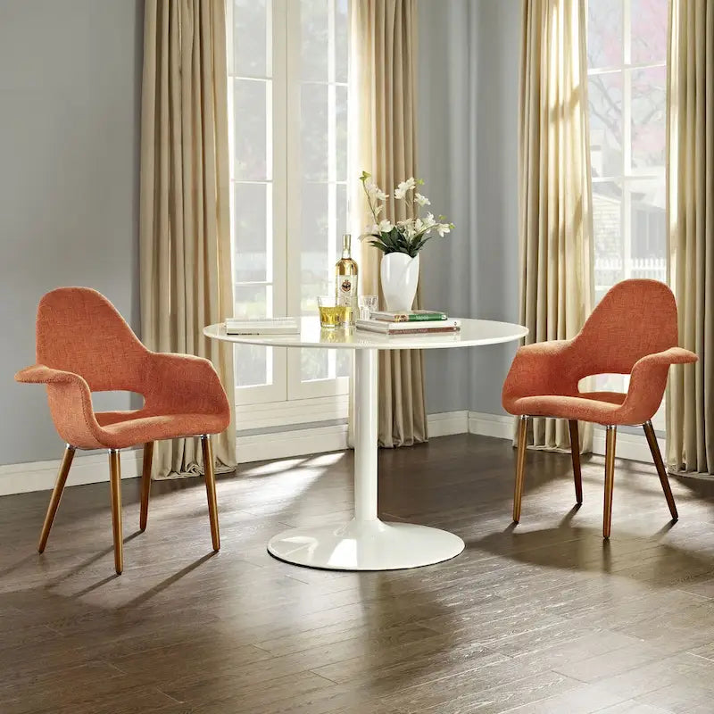 Fauteuil moderne en tissu rembourré biologique avec pieds en bois naturel pour salle à manger, bureau ou fauteuil d'appoint