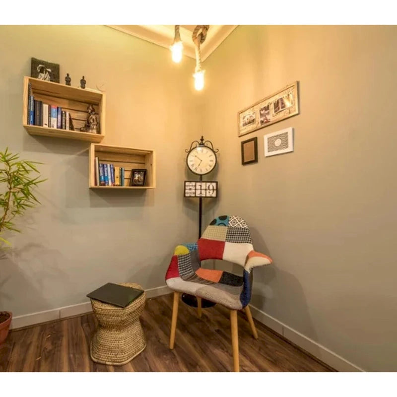Fauteuil moderne en tissu rembourré biologique avec pieds en bois naturel pour salle à manger, bureau ou fauteuil d'appoint